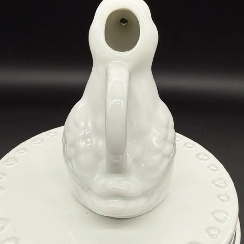 Vintage White Ceramic Duck Creamer Mini Pitcher Figural Bird Cottagecore 3”